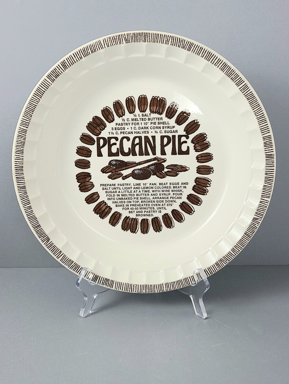 Royal China Jeannette USA Vintage Pecan Pie Dish Plate